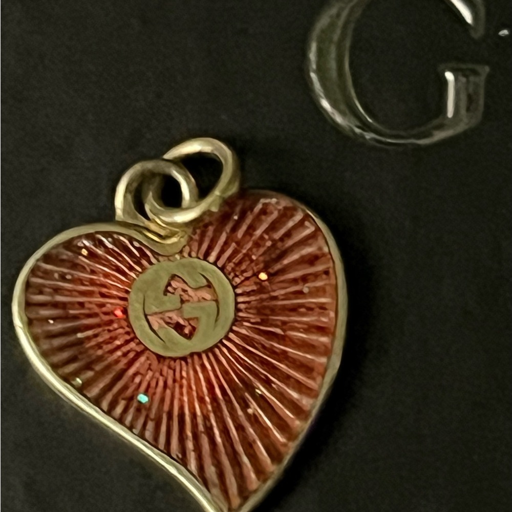 Authentic Small-Medium Gucci Heart Red Enamel Pen… - image 2